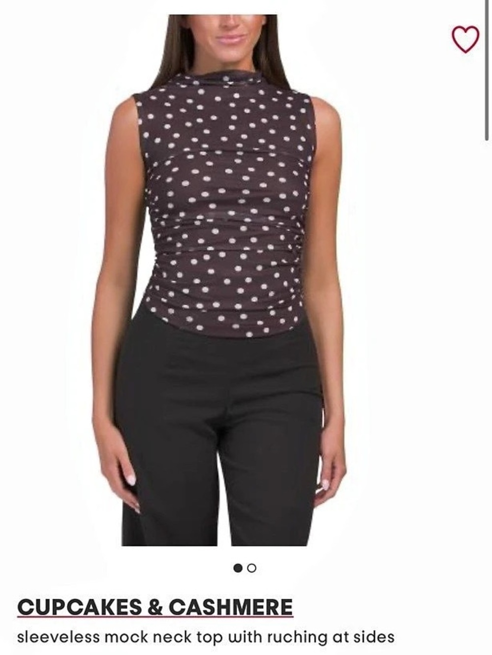 Cupcakes and Cashmere Sleeveless Mock Neck Top with Ruching at Sides Ruched Tank